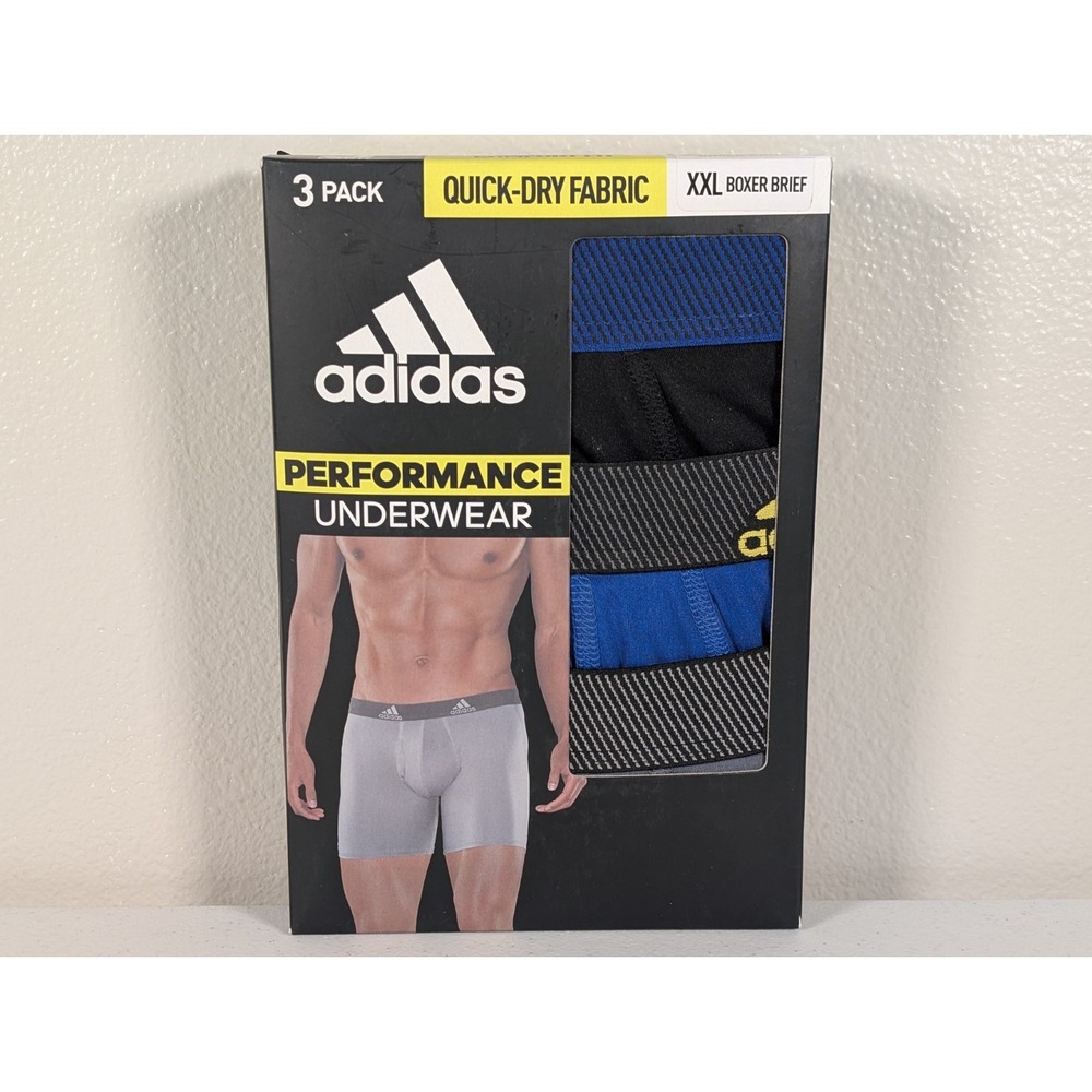 Adidas Performance Underwear Boxer Briefs Men's US Size XXL Quick Dry Fabric 3pk